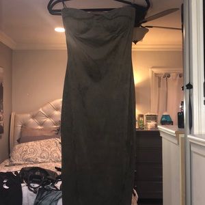Army green velvet dress
